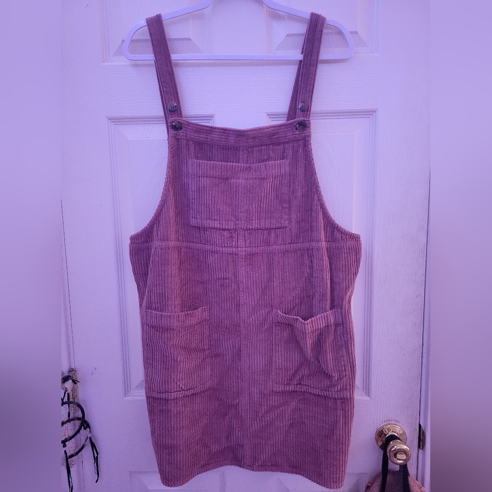 Corduroy Pink Overall Dress